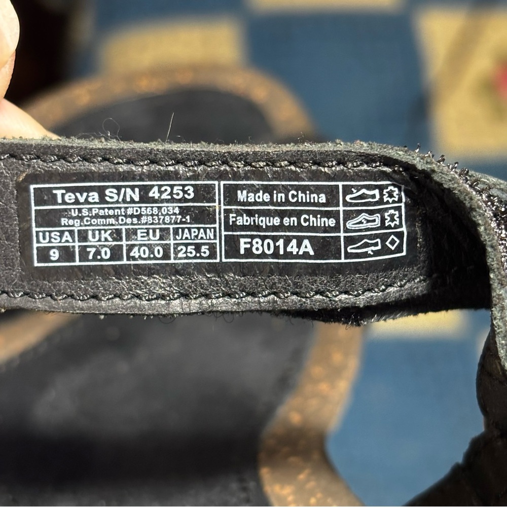 Teva Ventura Black Leather Wedge Ankle Strap Sandals 4253. Women’s 9 - Picture 5 of 5